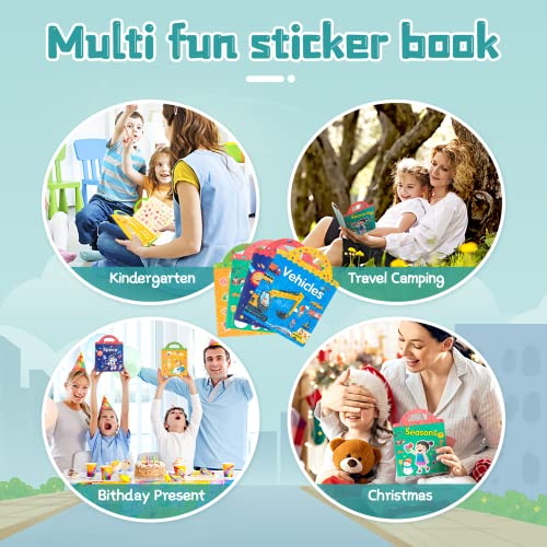Reusable Sticker Book For Kids, 4 Sets Sticker Pads：space, Vehicles, Body, Seasons, Toddlers Removable Craft Stickers Birthday Gifts For Boys And Girls Aged 2+, Cute And Well Sticky #TOP1