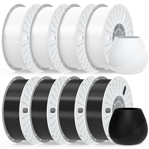Image of PINBALL PLA+ 3D Printer Filament 1.75mm, Black & White 3D Printing Filament, PLA Plus Filament Dimensional Accuracy + /- 0.02mm, Suitable for Most FDM 3D Printers, 8 KG 4 White+4 Black