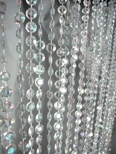 Denelchon 3 ft x 6 ft Iridescent Faux Crystal Beaded Curtain - Clear