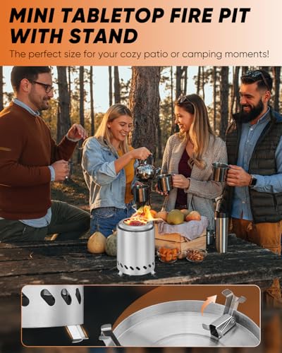 Saker Tabletop Fire Pit, 2026 Upgraded Stainless Steel Smokeless Portable Fire Pit for Camping & Campervan, Outdoor Patio Use, Wood or Pellet Fueled, Camping Gifts for Men - Image 4