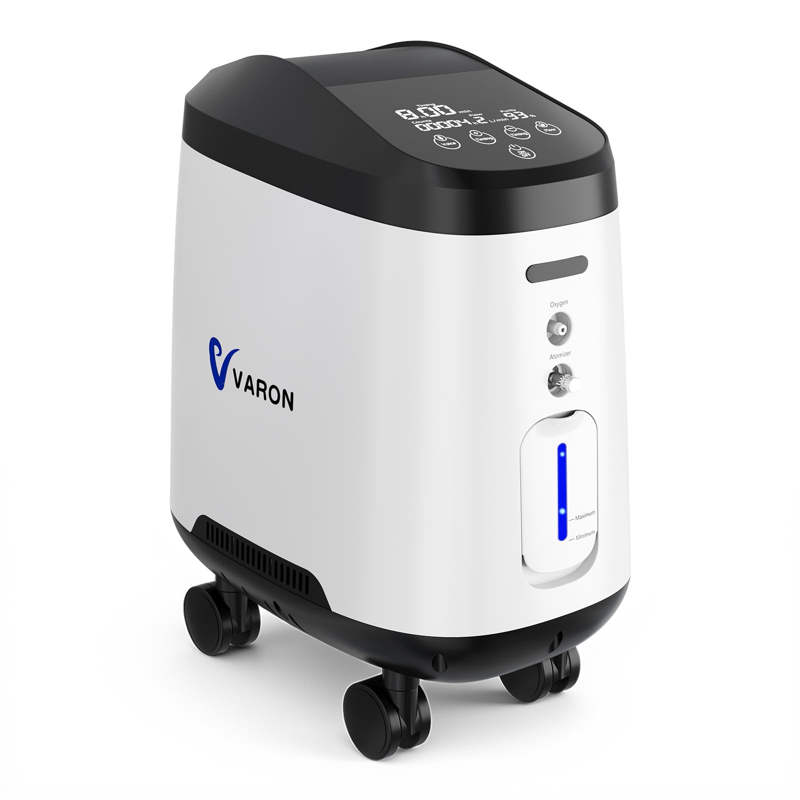 Concentrador de oxígeno, 1–9 l/min ajustable. Concentrador de oxígeno portátil, dispositivo de oxígeno portátil al 93% para uso en el hogar y en viajes, accesorios completos para emergencias