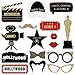 Fully Assembled Hollywood Photo Booth Props - Set of 30 - Black Gold Red Selfie Signs - Movie Night Themed Party Supplies & Decorations - Cute Oscars Designs with Real Glitter - Did We Mention No DIY