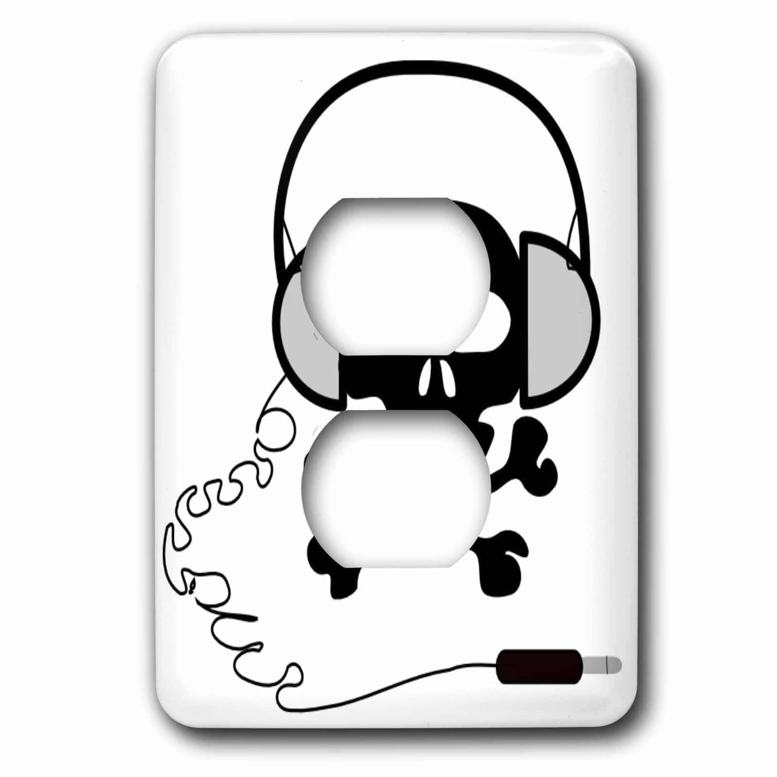 Tête de mort et os avec casque 3dRose lsp_38174_6 plaque pour 2 prises