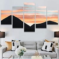 SIGNWIN 5 Panel Canvas Wall Art Sunset in The Mountains for Home Decorations Ready to Hang - 60