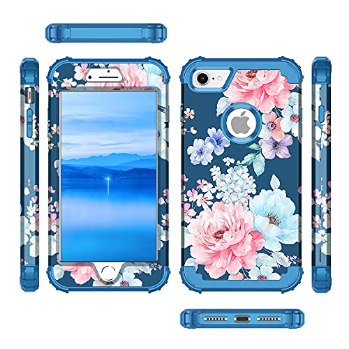 Rancase For Iphone 8 Case,Iphone 7 Case,Three Layer Heavy Duty Shockproof Protection Hard Plastic Bumper +Soft Silicone Rubber Protective Case For Apple Iphone 8/7,Flower #TOP1