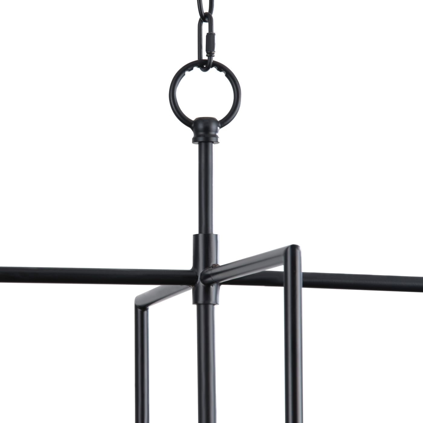 Aiwen 6-Light Large Pendant Lights Kitchen Island Industrial Black Finish Candle Chandeliers with White Shade 48.5 inch Farmhouse Rectangular Chandelier for Dining Room Table Bar E13