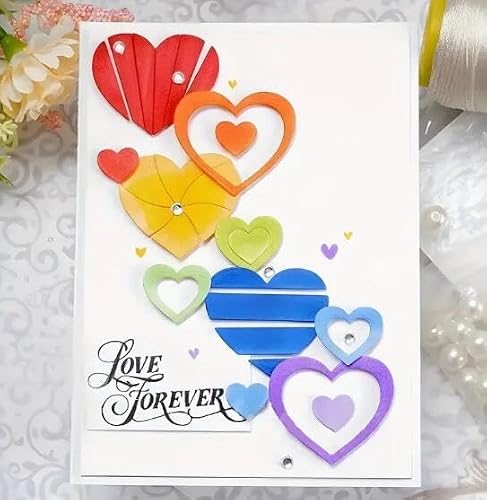 Suds&WH 6pcs Heart Love Metal Die Cuts,Valentine's Day Heart Cutting Dies Cut Stencils for DIY Invitation Card Scrapbooking Album Embossing Paper Dies Card Making, silver - Thumbnail 5