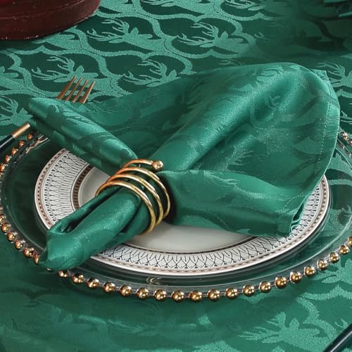 SASTYBALE Christmas Napkins Set of 4, Cloth Napkin 20 x 20 Inches, Washable Napkins with Hemmed Edges, Reusable Napkins for Xmas, Weddings, Banquet, Festival Celebration, Green