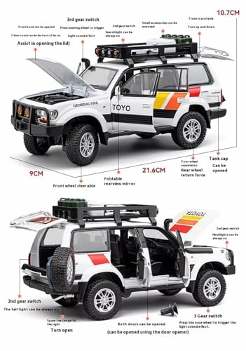 Image of Magicwand 1:24 Scale Die-Cast Tayota Land Cruiser LC80【Colors As Per Stock】【Box Packing】 with 7 Openable Doors,Pull Back Action,Lights,Music & Working Horn【Pack of 1】