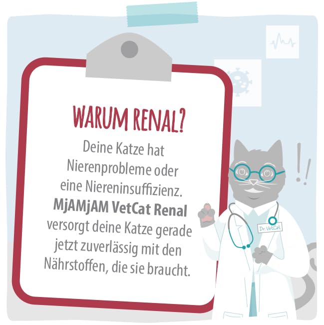 MjAMjAM VetCat - Premium Nassfutter für Katzen - Diät - Niere - Renal - Huhn, 6er Pack (6 x 200g), getreidefrei