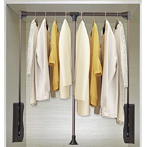 Porte-manteau réglable en largeur et cintre relevable pour penderie profonde