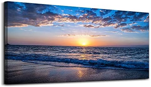 hyidecorart Wall Art Moon Sea blue Ocean Landscape Paintings Bedroom Canvas Art Print wall art for living room Paintings for Wall Decor and Home Decor (24 x 48inch x 1pcs)