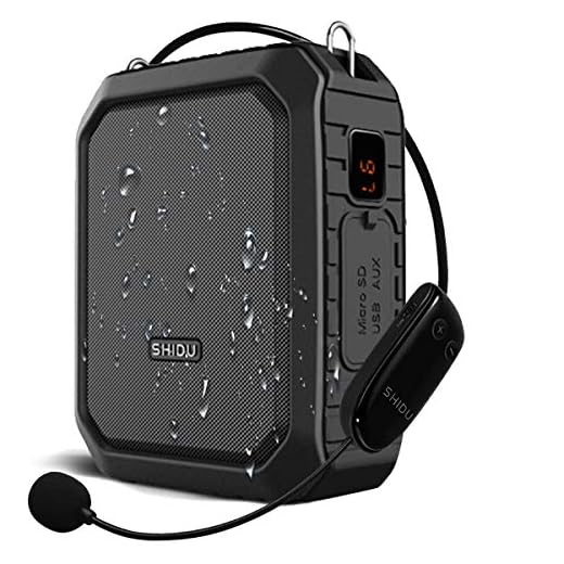 SHIDU 18W Amplificador de voz inalámbrico Sistema PA impermeable con micrófono inalámbrico UHF Altavoz Bluetooth para aula al aire libre Guía turístico