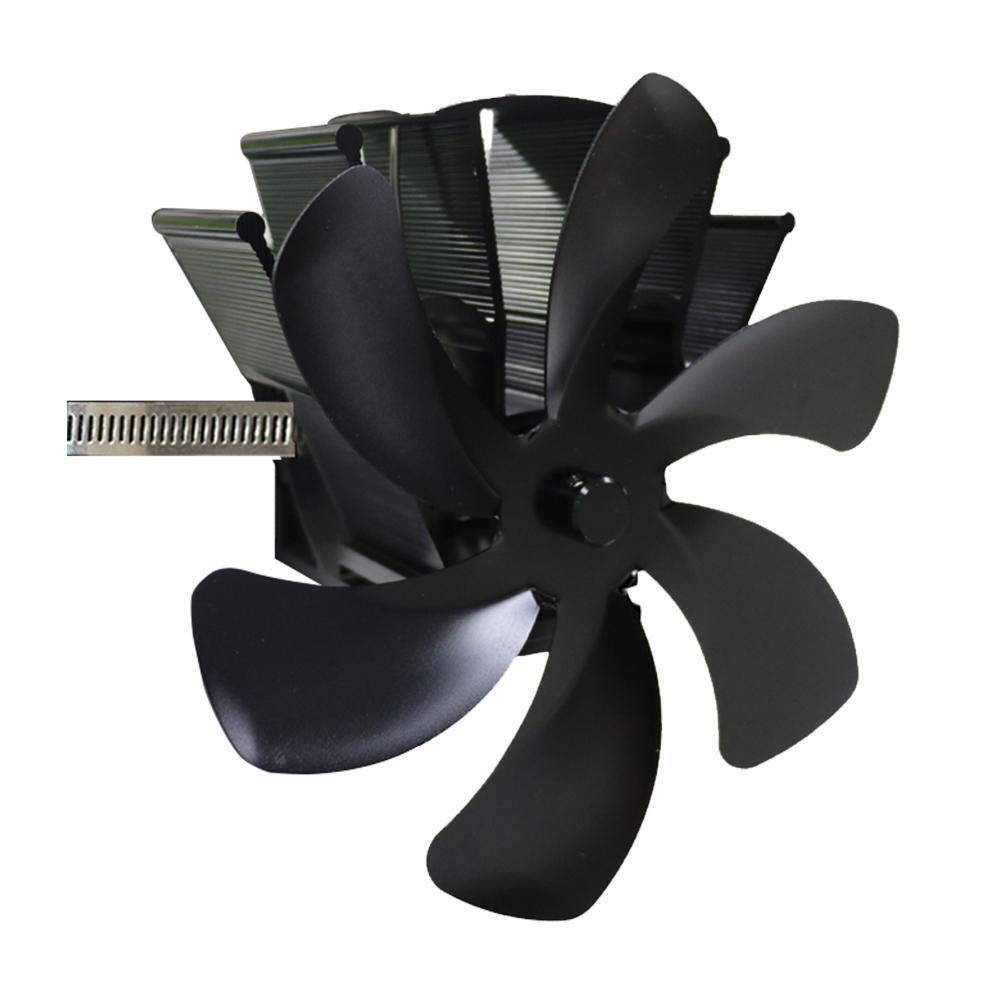 6 Lame Stufa alimentata a Caldo Ventilatore a Legna Bruciatore a Legna Silenzioso Nero Camino Domestico Ventola Distribuzione efficiente del Calore (Colore: 02)
