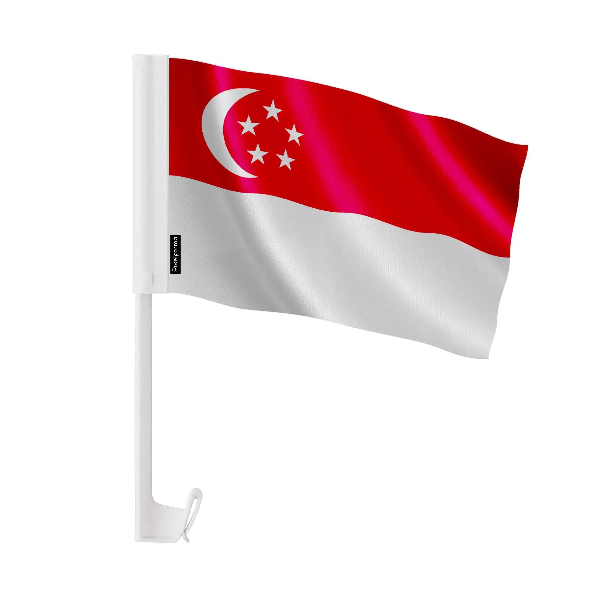 Drapeau voiture Singapour en polyester 30x45cm lot de 10 pièces pour cortège - 3