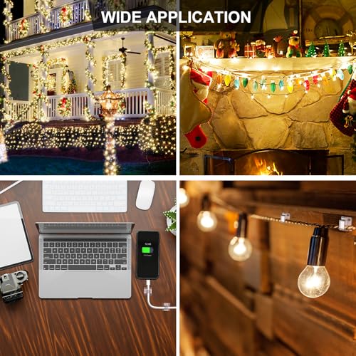 image for TidyHelper 105 PCS Christmas Light Clips (Small & Large), Adhesive Hoo