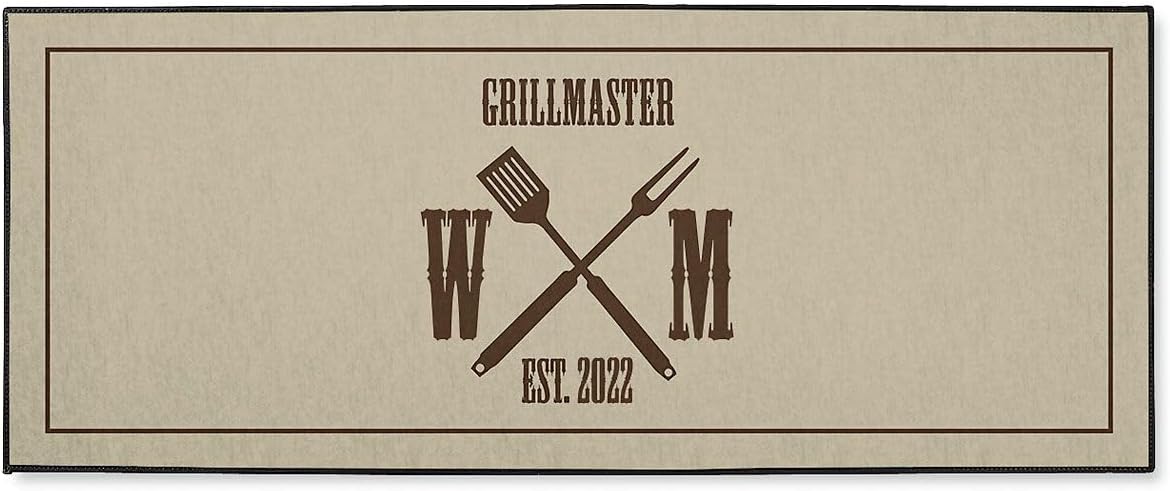Lillian Vernon Grillmaster Personalized Grill Mat - Protect Flooring with a Custom Doormat for Grills, Porch, Patio, Smoker, & Outdoor Cooking, Non Slip Poly Pad, 23" x 57"