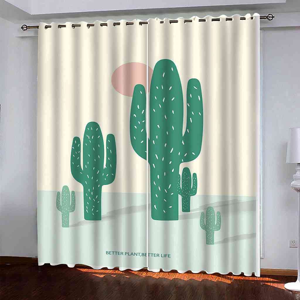 Rideaux isolants thermiques à motif cactus pour chambre d'enfant