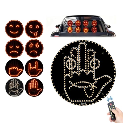 Car Hand Light with Remote LED Hand Gesture Light for Car Window Visual Driver Communication Signal with High-Power LEDs 8 Expressions 6 Modes Non-Verbal Safety Indicator for Daily Driving