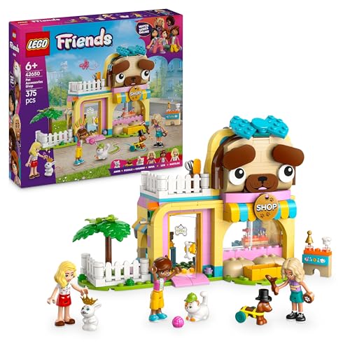LEGO Friends Tienda de Accesorios para Mascotas con Animales de Juguete - Figuras de Perro, Gato y Conejo, 3 Mini Muñecos y Accesorios para el Cuidado de Mascotas - Regalo para Niñas de 6+ Años 42650