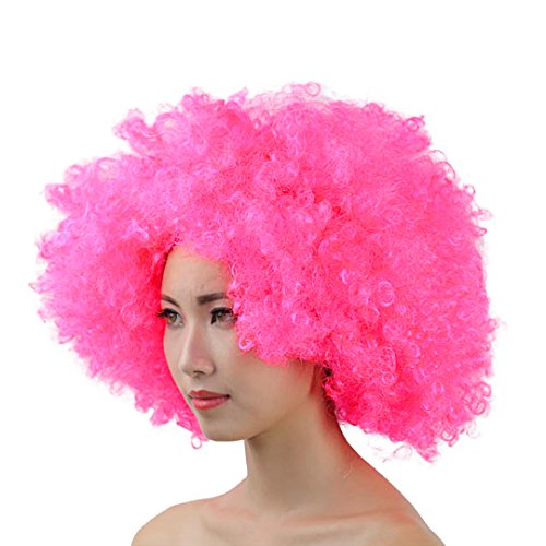 La moriposa Unisex Wig Halloween Costume Party Disco 60s 70s Hippie Style Afro Wig(Peach)