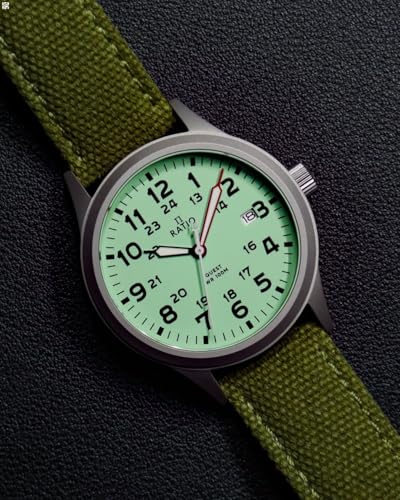 Image of RATIO Field Watch Sapphire Crystal Nylon Strap Easy Reader Casual Watch Japanese Quartz 100m Water Resistant Military Watch for Men