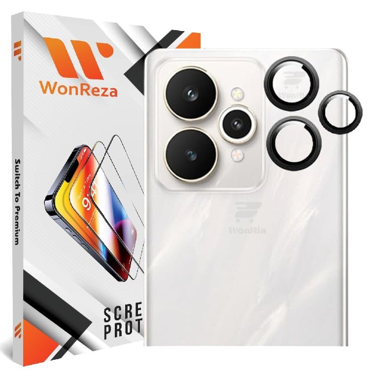 Image of Pack 3- Camera lens Protector Ring for Realme 15 5G Camera Tempered Glass Aluminum Alloy Rings, Ultra-HD Metal Frame- Black