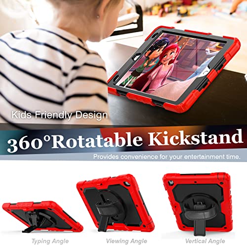 HUEZOE Case Compatible with iPad 10.2 Inch Model 2021/2020/2019, Shockproof Full Body Protection Cover for iPad 9/8/7 Generation, Red - Image 3