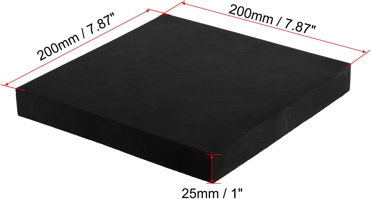PATIKIL Rubber Anti-Vibration Pads, 2 Pcs Square Vibration Isolation Mats 8" x 8" x 1" for HVAC Air Conditioner Air Compressor Washer Dryer, Black