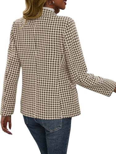Mina Self 2025 Fall Women's Tweed Blazer Plaid- Houndstooth Fully-Lined Double-Breasted Casual Work Office Pocket Suit Jacket2