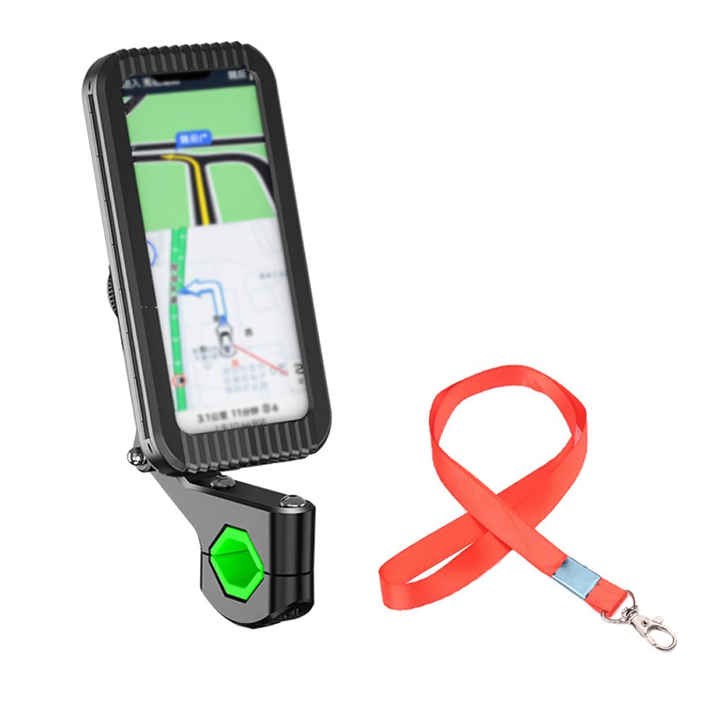 XYAJUANG Detachable Motorcycle Waterproof Phone Holder Bike Phone Mount (with Hanging Rope) ，Base for iPhone Series and More 4.0" – 7.0" Cellphone (