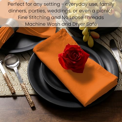 Cotton Clinic Cloth Dinner Napkins - Perfect Everyday Use Table Napkins - Soft Durable Washable - Ideal for Party Wedding Christmas Easter - Set of 12-20x20 inches Orange Napkins by Cotton Clinic - Image 7