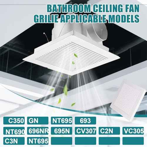 Cubierta para extractor de baño con resorte, cubierta cuadrada de 12" x 12" (2 piezas), cubierta blanca de plástico ABS para extractores de techo o pared, difusor de aire miniatura 3