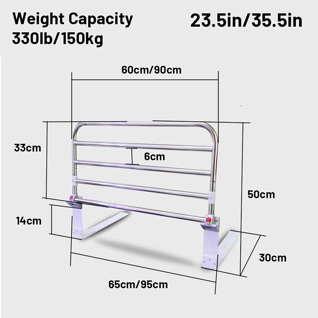 Barrière de sécurité de lit de 90 cm pour Personnes âgées, Barre d'appui Pliable et Stable, en Acier Inoxydable, barrière de lit pour lit King-Size, Queen-Size, Full, Twin, capacit