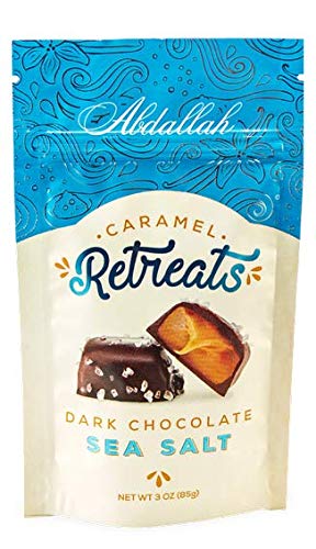 AbdallahChocolates Dark Chocolate Caramels With Sea Salt Retreats, 8 oz, (two 4oz Packs)