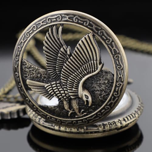 Image of Tiong Pocket Watch Pattern Vintage Quartz Pocket Watches with Chain Christmas Graduation Birthday Gifts Fathers Day