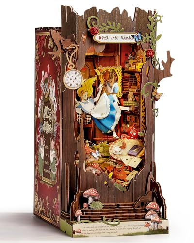 Rolife DIY Book Nook Kits Fall into Wonder, Fairy Tale Bookend Wooden 3D Puzzles for Bookshelf...