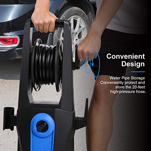 Power Washer, TEANDE Pressure Washer 3500PSI Electric High Pressure Washer 1800W Professional Car Washer Cleaner Machine with Hose Reel,4 Nozzles for Patio Garden Yard Vehicle (Blue)