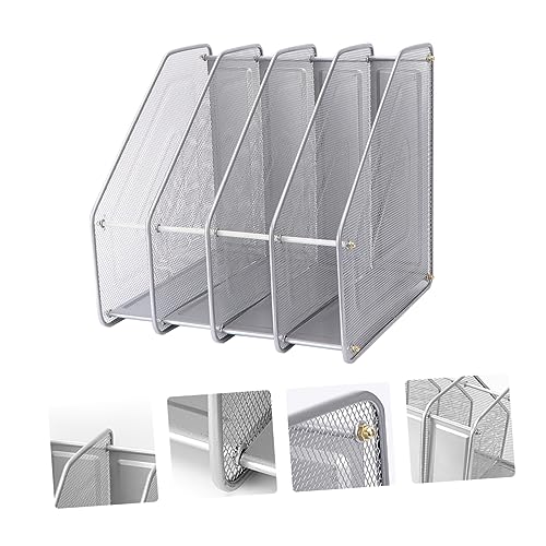 Organisateur de documents métal argenté 4 compartiments 31x30x30cm - 3