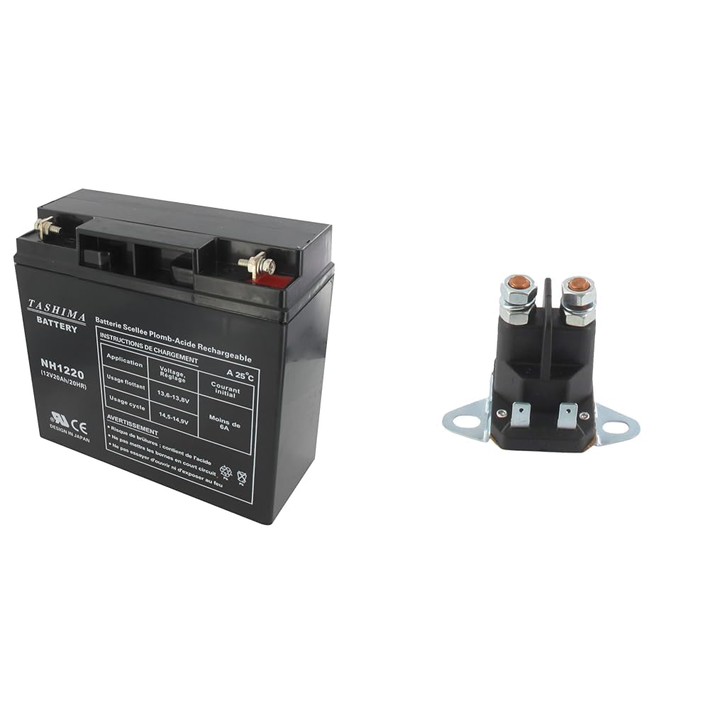 TASHIMA - Batterie 12V 20AH NH1220 Motoculture - Technologie Plomb Étanche Gel Sans Acide & Relais De Démarreur - Pièce De Remplacement Adaptable Pour Modèles Tondeuse Castelgarden