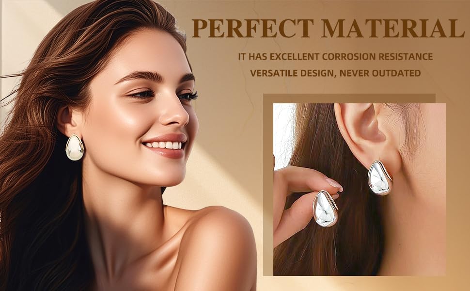 Fashion Forward Chunky Stud Earrings, 5Sets woman jewelry sets, earings set, water drop earings in Gold , Pink , Blue , Silver , beige.large tear drop earrings for women,Modern Statement Jewelry for Women, Packaged in a gift box - Image 8