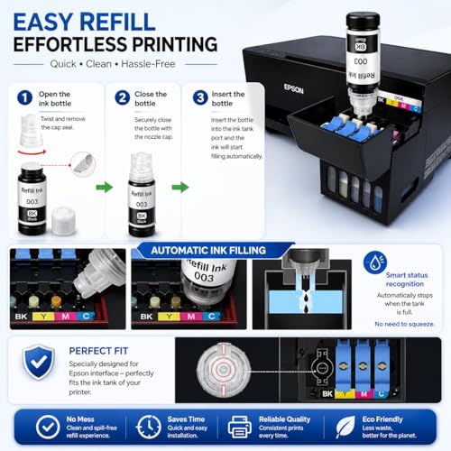 Image of ROHINK Compatible Ink for Epson L3110, L3150, L3250, L3252, L3115, L3116, L3101, L3210, L3215, L3216, L3151, L3152, L3156, L5190 Printers (003 Magenta Pack 2)