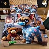 Nuphtun Juego de Funda Nórdica 135x200 cm Perro Pijama, Fácil Cuidado y Secado Rápido N267