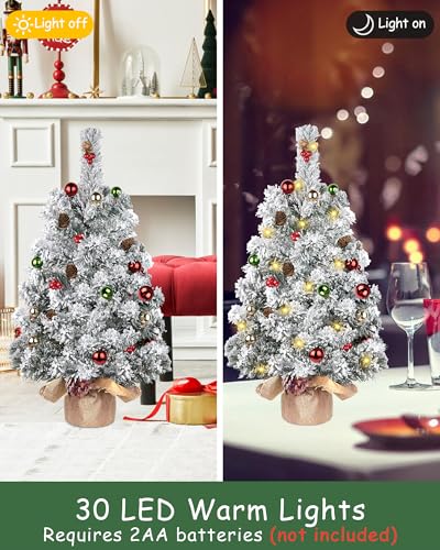 DDHS Árvore de Natal artificial de mesa, pequena árvore de Natal de 60 cm com ornamentos, bolas, pin