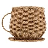 Angoily Faux Rattan Obstkorb Kaffeetassenform Belüftet Leichter Kunststoff Aufbewahrungskorb Vielseitig Für Küche Theke Picknick Organisator