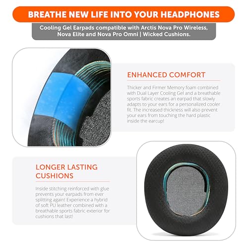 Image of WC Freeze Nova Pro Wireless - Cooling Gel Earpads for Arctis Nova Pro Wireless, Nova Elite & Nova Pro Omni (Doesn't Fit Other Models), by Wicked Cushions, Extra Thick & Comfortable | The Simulation