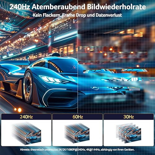 Acer 8K DisplayPort Kabel 3m, DP 1.4 Kabel 8K@60Hz, 4K@240Hz/120Hz, 80Gbps – Ansicht 3
