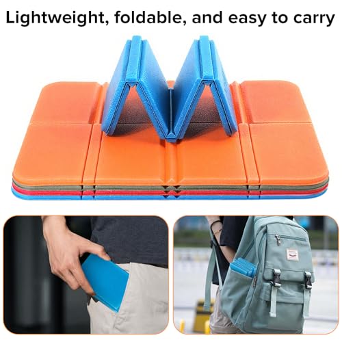 CoKeeSun 4 Stück Sitzkissen Outdoor Faltbar,Robuste Outdoor Sitzunterlage mit 4 Aufbewahrungstasche,37.6*28cm Tragbares ‎Schaum Thermo Sitzmatte,für Garten Picknick Freien Unterwegs Camping (4 Farben)