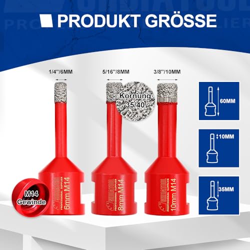 Lot de 3 forets diamantés secs SHDIATOOL trépan carrelage céramique et marbre - 7