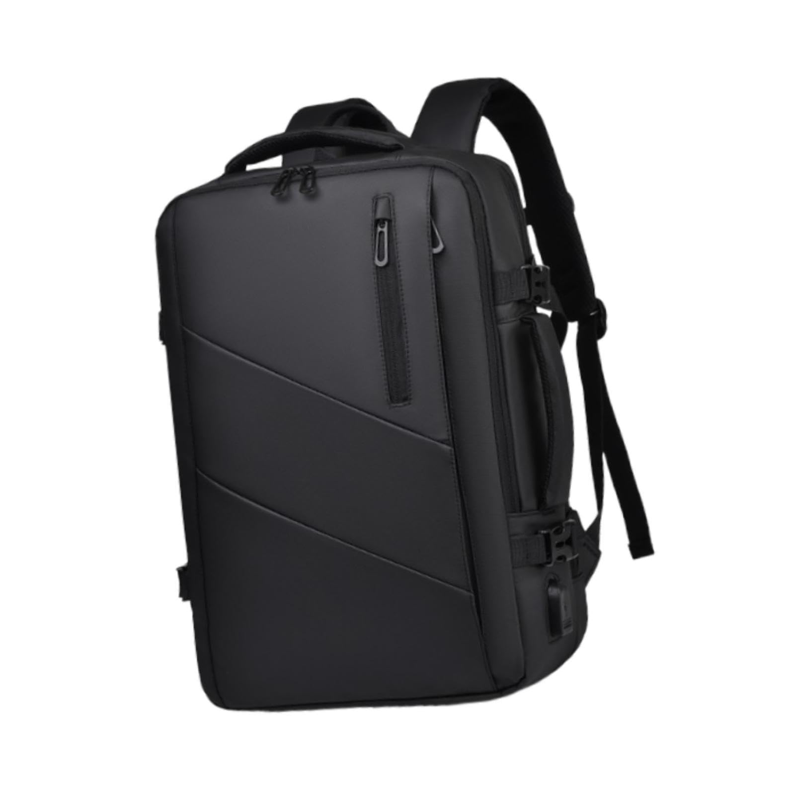 Zaino Porta PC Zaino da Viaggio Laptop Espandibile Uomo Impermeabile con Porta USB Multitasche Tessuto Oxford Adatto a Business Docenti Pendolari Week, Nero